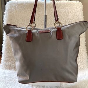 Dooney & Bourke Large Grey/Taupe Nylon Satchel